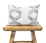 Cream white and Black Lumbar Mudcloth Pillow Cover - Krinto.com