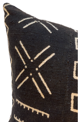 White Design on Black Mudcloth Pillow Cover - Krinto.com