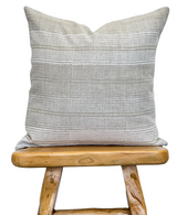 Stripes Shades of White on Natural Linen Pillow Cover - Krinto.com