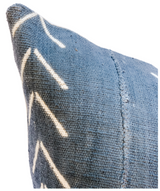 Mudcloth Blue Grey With White Chevrons Pillow Cover - Krinto.com