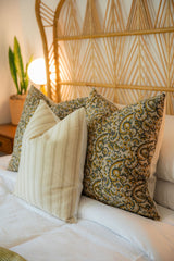 KALAMKARI OLIVE AND MJUSTARD PILLOW COVER - Krinto.com