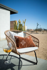 Mudcloth White Crosses on Rust brown Lumbar Pillow Cover - Krinto.com