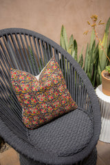 KALAMKARI NOIR AND CORAL PILLOW COVER - Krinto.com