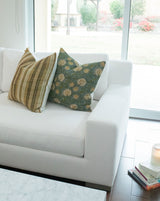 Poinsettia in Mustard and Green Pillow Cover - Krinto.com