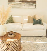 White with Beige Textured Stripes Pillow Cover - Krinto.com