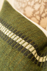 LUMBAR GREEN STRIPED INDIAN WOOL PILLOW COVER - Krinto.com