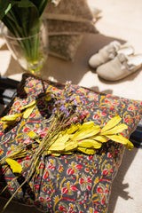 KALAMKARI NOIR AND CORAL PILLOW COVER - Krinto.com