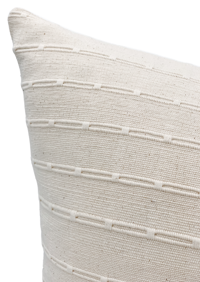 Off white Cream Striped Woven Pillow Cover - Krinto.com