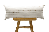 Cream White With Beige Textured Stripes Long Pillow Cover - Krinto.com