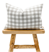 Cream White and Taupe Plaid Linen pillow cover - Krinto.com
