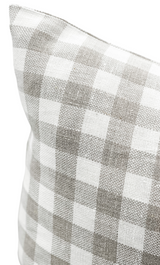 Cream White and Taupe Plaid Linen pillow cover - Krinto.com