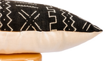 White Design on Black Mudcloth Pillow Cover - Krinto.com
