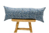 Floral Indigo Blue on Natural Linen Pillow Cover - Krinto.com