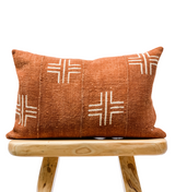 Mudcloth White Crosses on Rust brown Lumbar Pillow Cover - Krinto.com