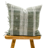 LIGHT SAGE GREEN VINTAGE INDIAN WOOL PILLOW COVER - Krinto.com