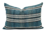 TEAL BLUE STRIPED LUMBAR PILLOW COVER - Krinto.com