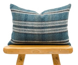 TEAL BLUE STRIPED LUMBAR PILLOW COVER - Krinto.com