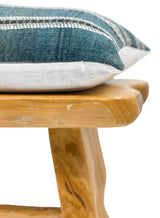 TEAL BLUE STRIPED LUMBAR PILLOW COVER - Krinto.com