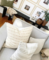 White with Beige Textured Stripes Pillow Cover - Krinto.com