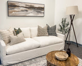 CHLOE IN TEAL BLUE ON NATURAL LINEN PILLOW COVER - Krinto.com