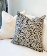 FLEUR IN NAVY BLUE AND OLIVE-MUSTARD PILLOW COVER - Krinto.com