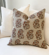 AZALEA IN TERRA COTTA AND GREY PILLOW COVER - Krinto.com