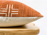 Mudcloth Cream Crosses on Rust-Brown Pillow Cover - Krinto.com
