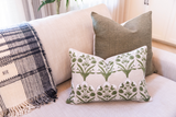 VISTA IN OLIVE GREEN PILLOW COVER - Krinto.com