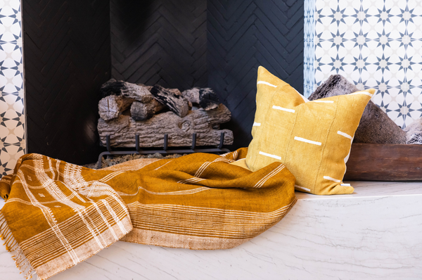 Mustard Rust Indian Wool Blanket - Krinto.com