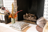 Naigara in Blue-grey, Tan and Green Pillow Cover - Krinto.com