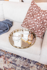 Floral Terra-cotta Brown on Natural Linen Pillow Cover - Krinto.com