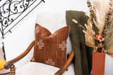 Mudcloth Cream Crosses on Rust-Brown Pillow Cover - Krinto.com