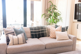 FLORAL TAN BEIGE ON OFF WHITE LINEN PILLOW COVER - Krinto.com