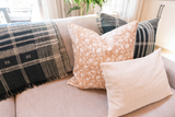 FLORAL TAN BEIGE ON OFF WHITE LINEN PILLOW COVER - Krinto.com