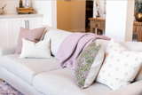 Poinsettia in Dusty Rose and Green Pillow Cover - Krinto.com