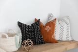 Mudcloth Cream Crosses on Rust-Brown Pillow Cover - Krinto.com