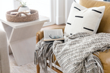 Mudcloth black lines on white Pillow Cover - Krinto.com