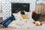 Mudcloth black lines on white Pillow Cover - Krinto.com