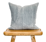 Blue-Grey With White dots mudcloth Pillow COver - Krinto.com