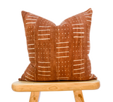 Rust Brown with Cream white lines and Dots Mudcloth Pillow Cover - Krinto.com