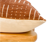 Rust Brown with Cream white lines and Dots Mudcloth Pillow Cover - Krinto.com