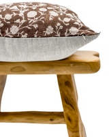Floral Terra-cotta Brown on Natural Linen Pillow Cover - Krinto.com