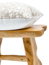 FLORAL TAN BEIGE ON OFF WHITE LINEN PILLOW COVER - Krinto.com