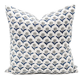 FLORAL BLUE AND GREY ON OFF WHITE LINEN PILLOW COVER - Krinto.com