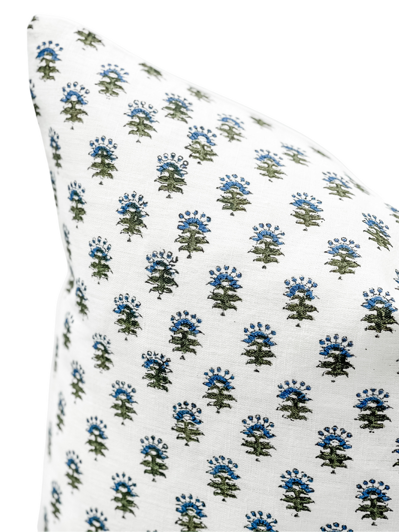 Arvin in Olive Green and Blue Pillow Cover - Krinto.com