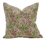 Poinsettia in Dusty Rose and Green Pillow Cover - Krinto.com