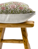 Poinsettia in Dusty Rose and Green Pillow Cover - Krinto.com
