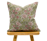 Poinsettia in Dusty Rose and Green Pillow Cover - Krinto.com