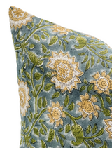 Poinsettia in Mustard and Green Pillow Cover - Krinto.com