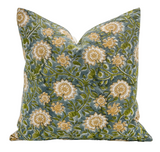 Poinsettia in Mustard and Green Pillow Cover - Krinto.com